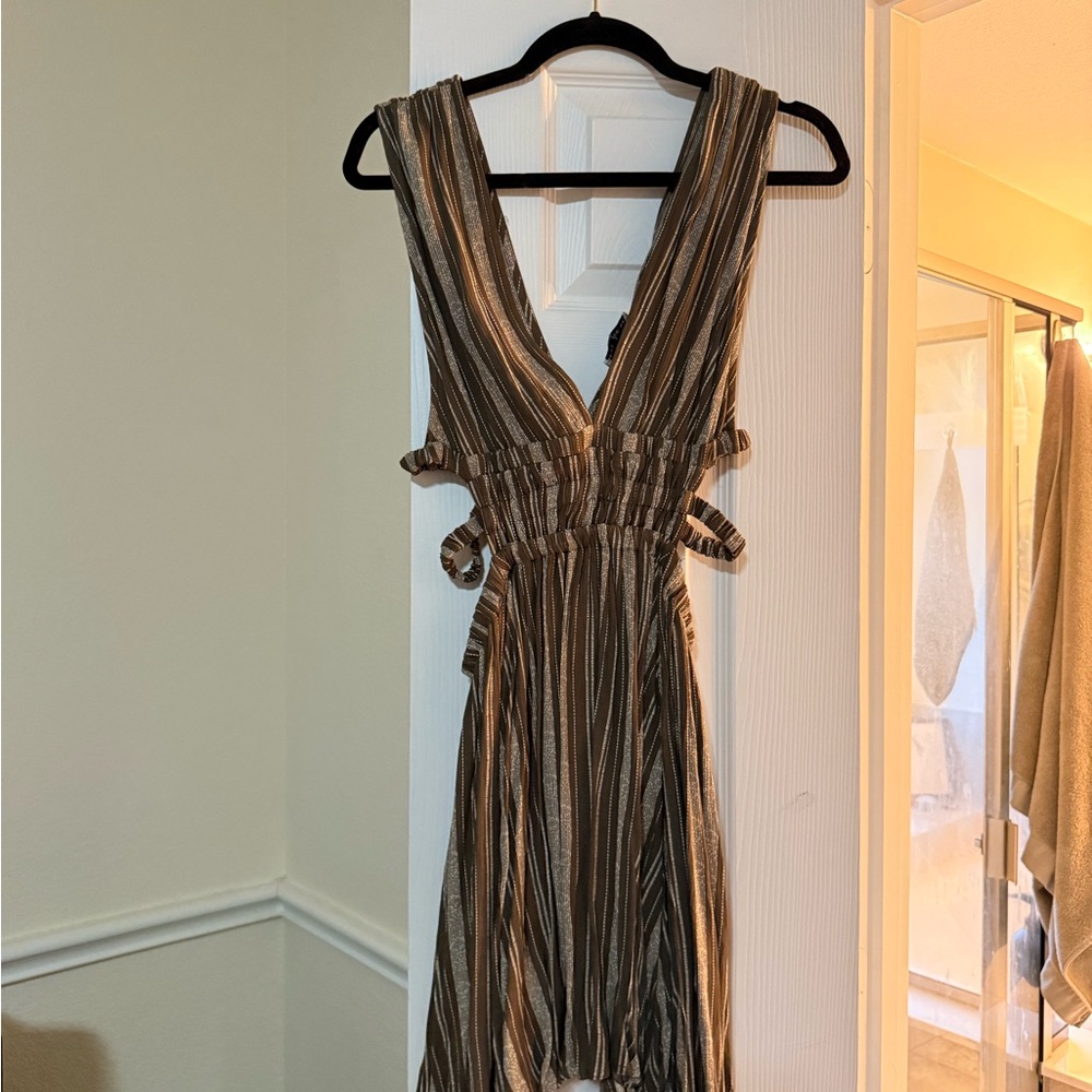 Striped Green and Tan Women's Dress